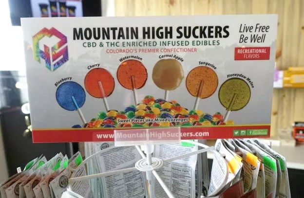 A display of thc-infused suckers