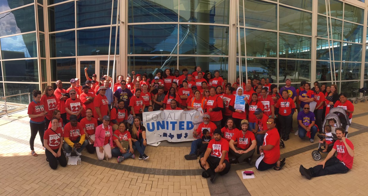 Catering Workers at DIA Trying to Unionize Take Fight to United Airlines Headquarters