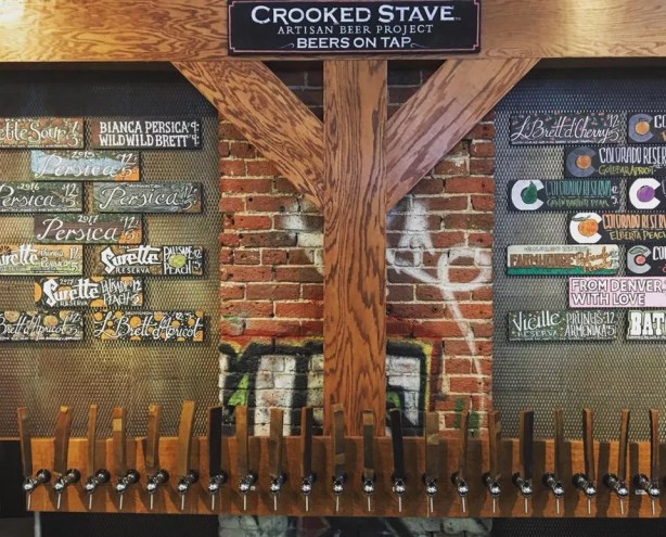 Beer taps in a brewery.