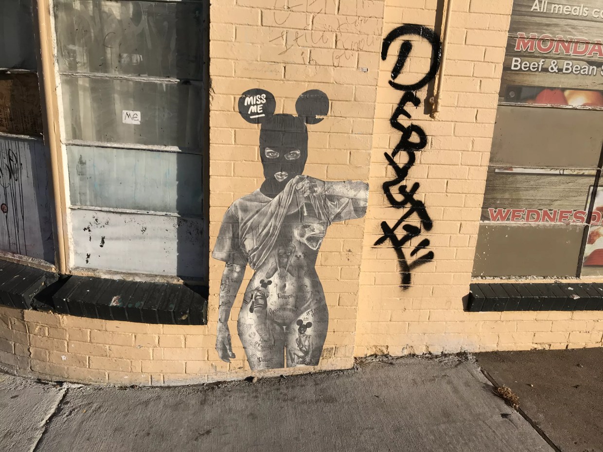 This Mickey Mouse-Zapatista Nude Is Wheat-Pasted on Colfax Avenue