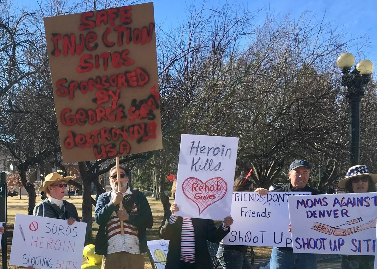 Demonstrators Rally Against Supervised Use Injection Sites