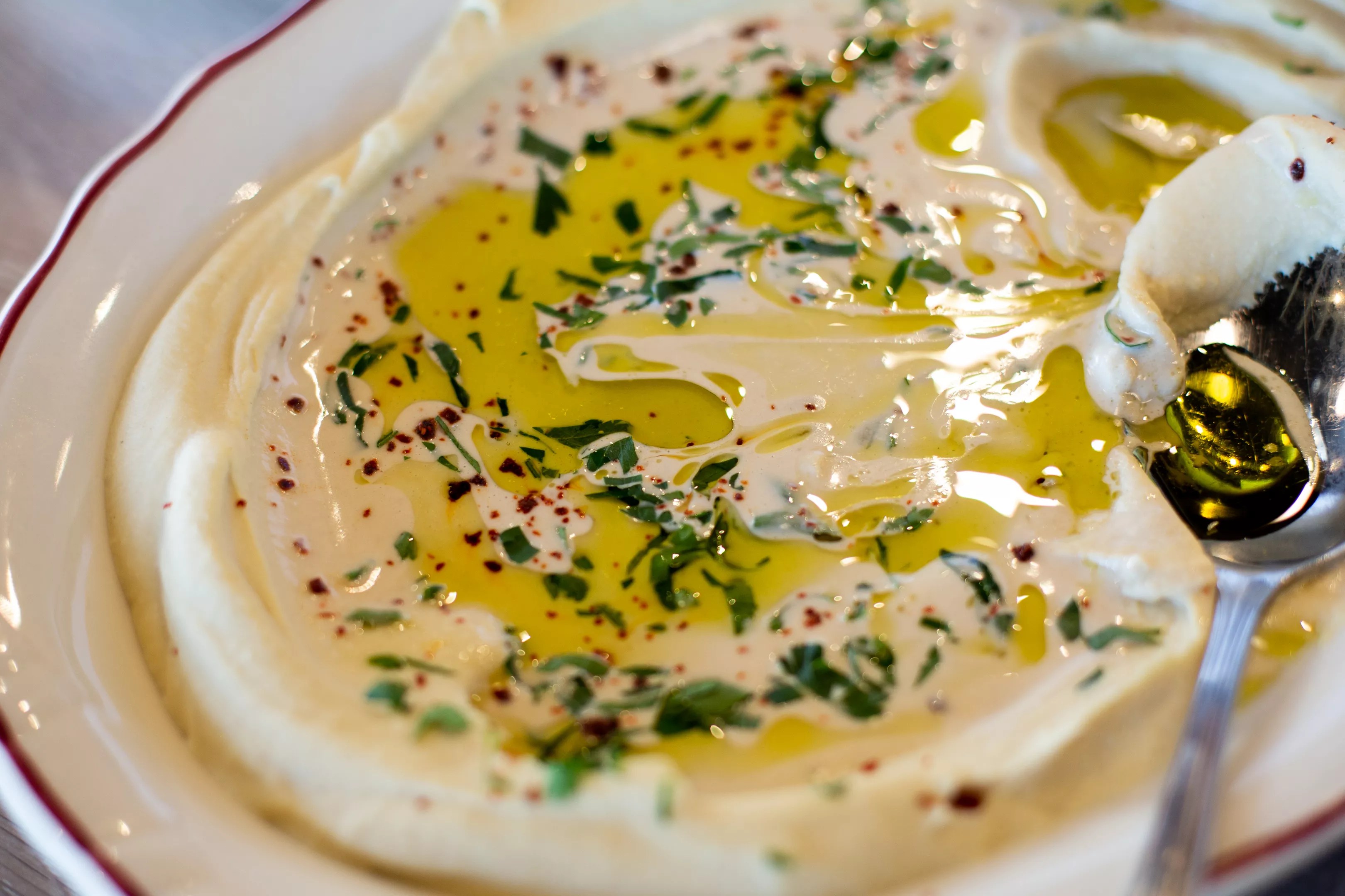 a bowl of hummus