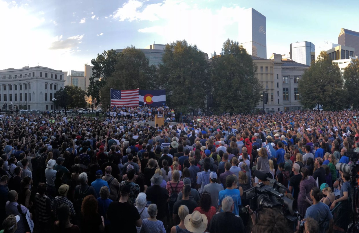 Bernie Sanders Asks Denver to Join a “Revolution” at Civic Center Rally