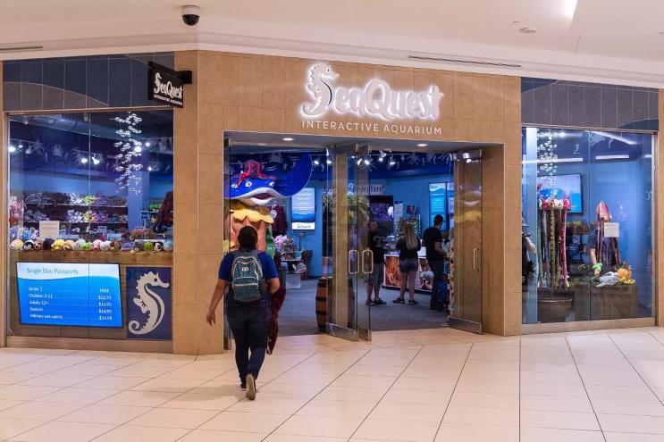 The entrance to SeaQuest Littleton in Southwest Plaza, which includes a souvenir shop.