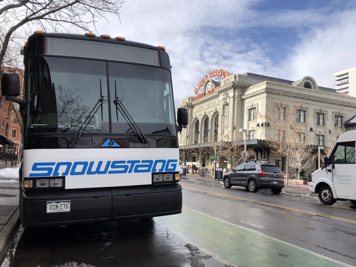 Polis, CDOT Unveil “Snowstang” Bus, an Answer to I-70 Ski Traffic