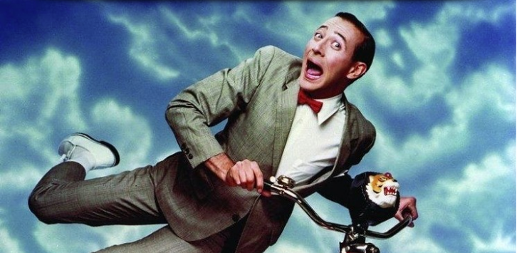 man in sky on bicycle