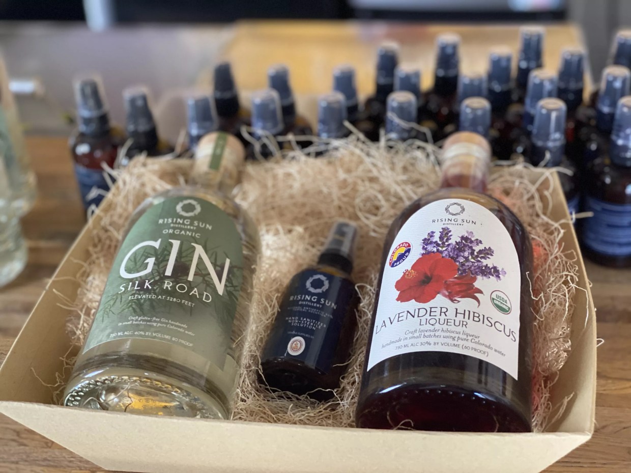 liquor bottles in a box