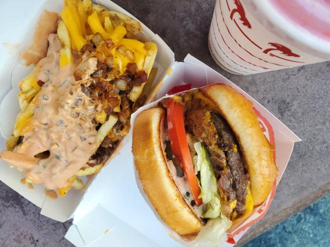 burger, fries and a drink