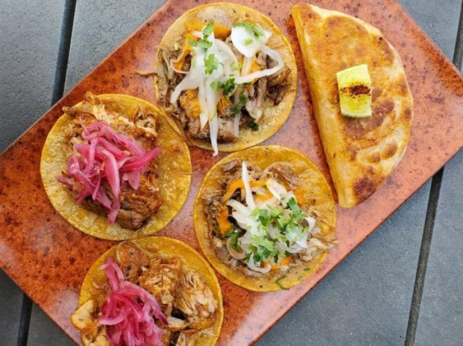 a platter of tacos