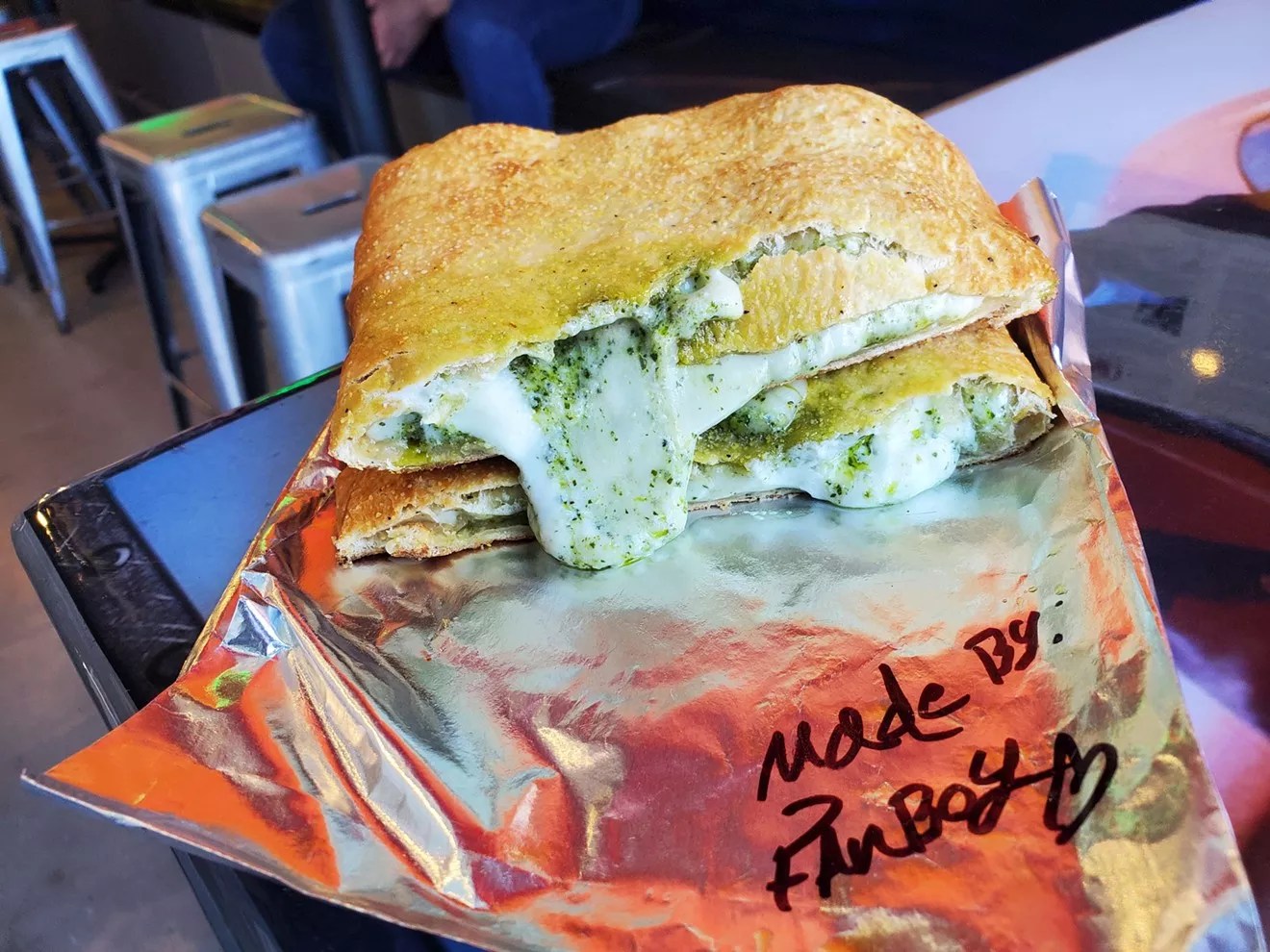 a calzone in foil