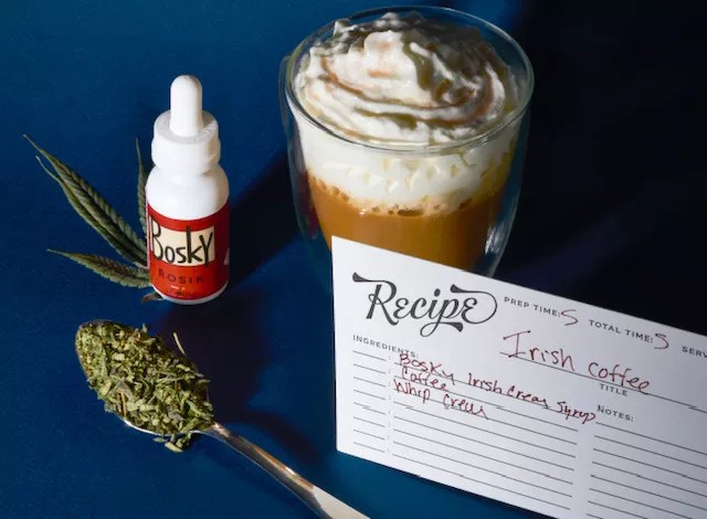 Irish coffee recipe made with Bosky rosin syrup