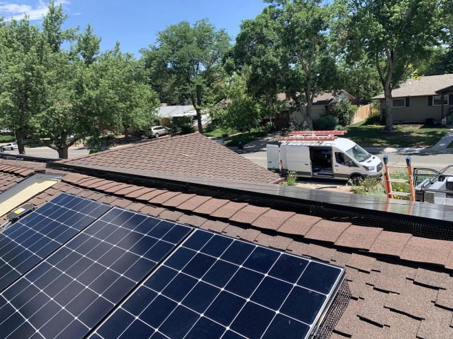 Solar panels on a home in Denver, Colorado.