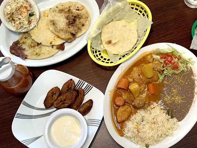 a variety of food on plates