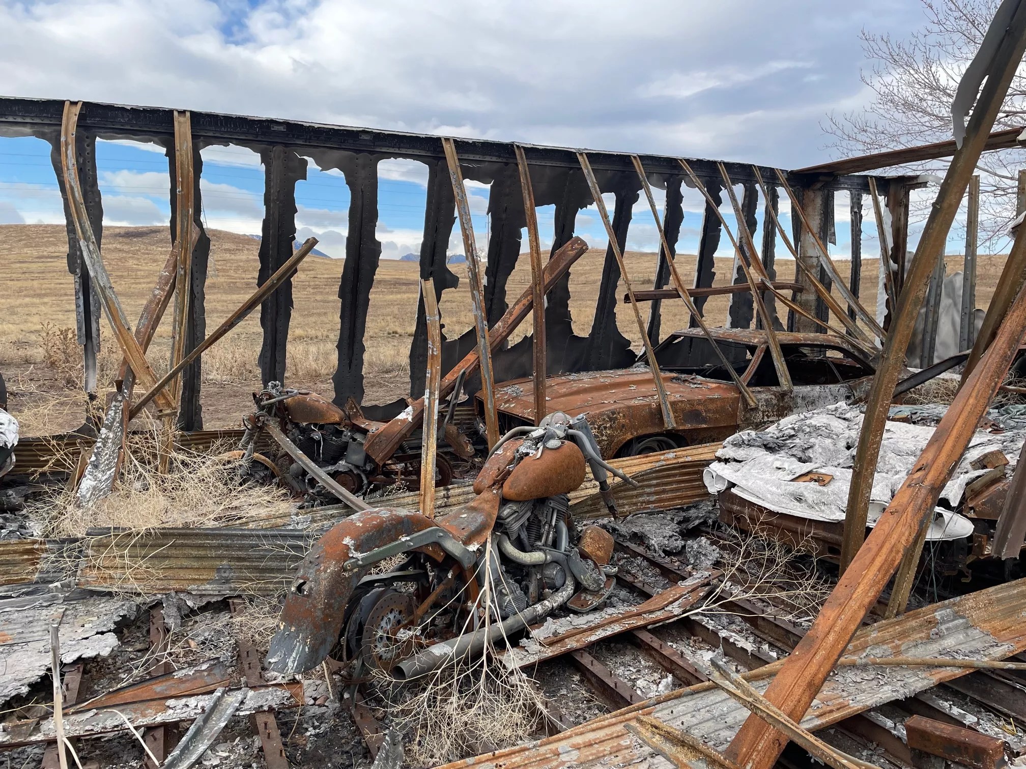 burned down garage after wildfire