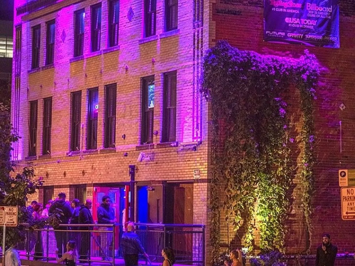 People wait in line at a nightclub