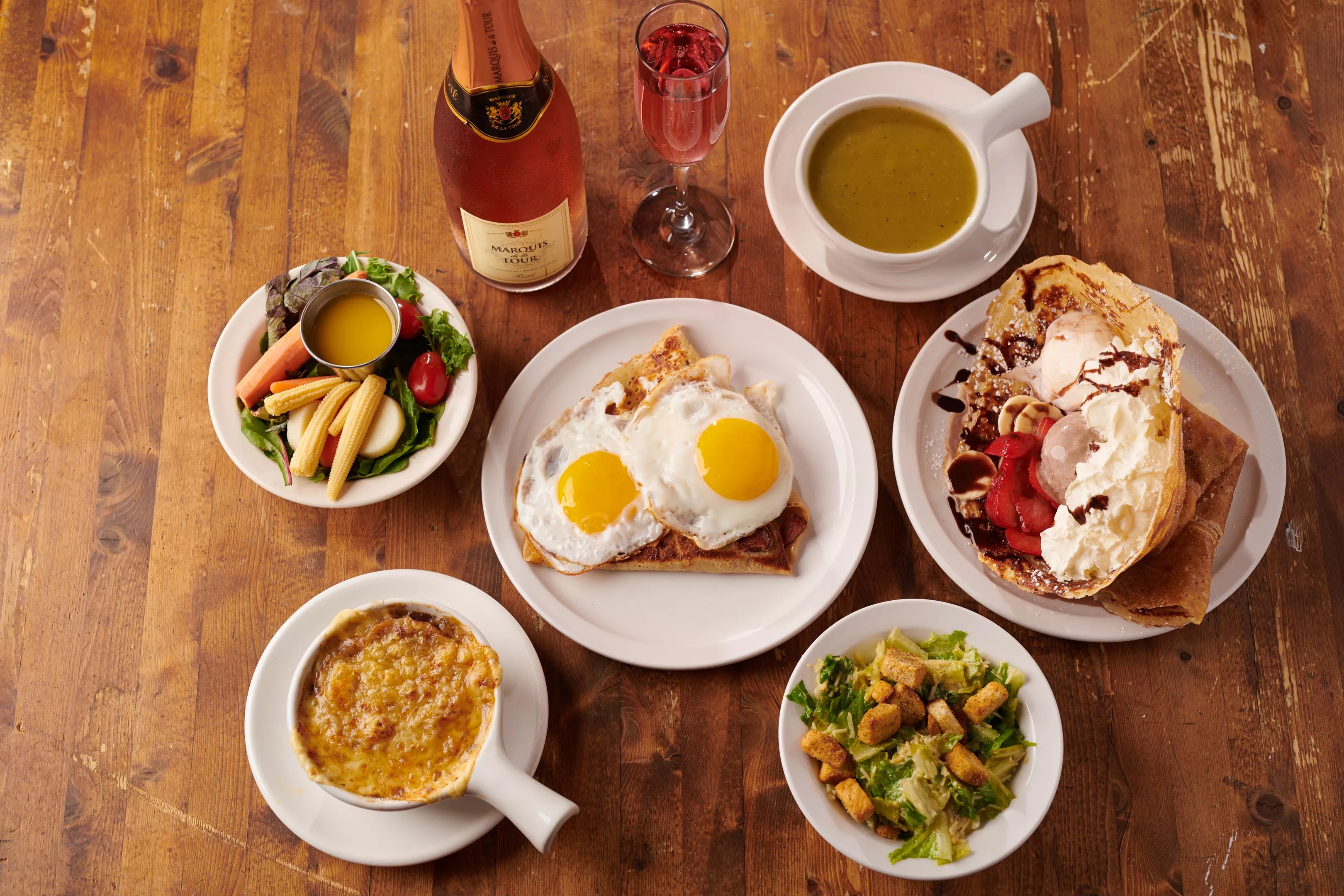 A spread of French fare from Crêpes n' Crêpes.