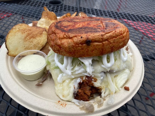 Mexican sandwich with chorizo