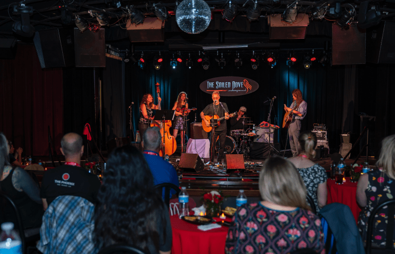 band plays on stage