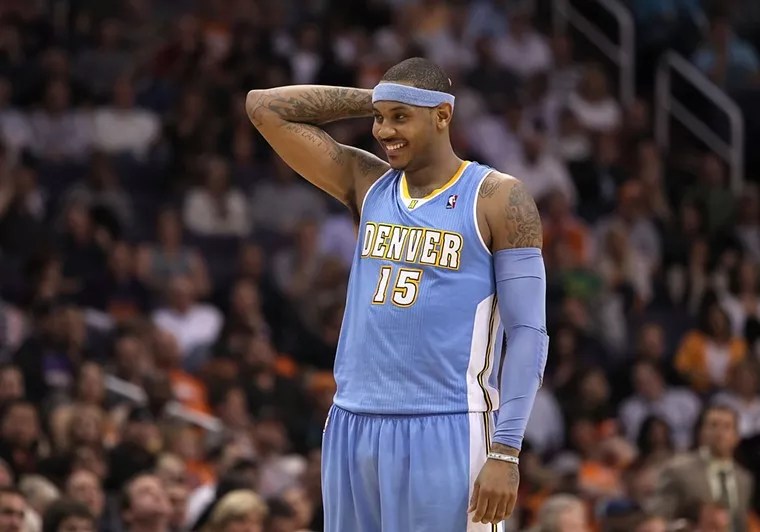 Carmelo Anthony playing for the Denver Nuggets.