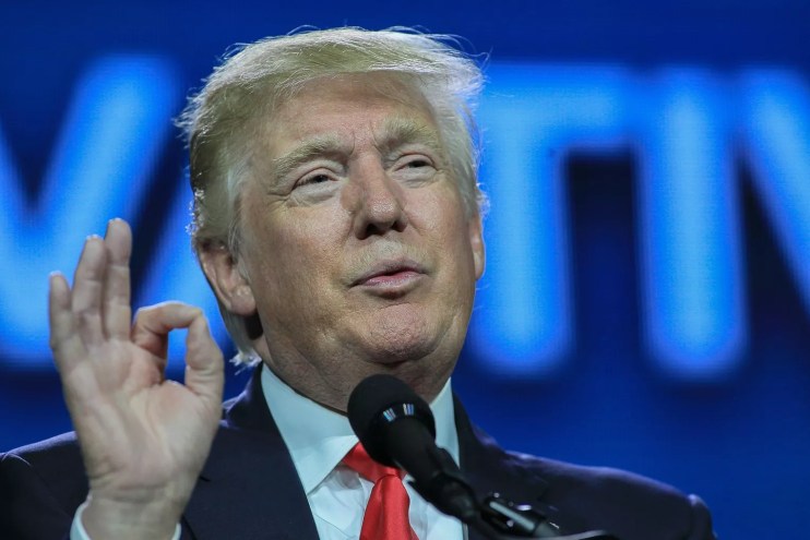 Donald Trump speaking at the 2016 Western Conservative Summit in Denver, Colorado.