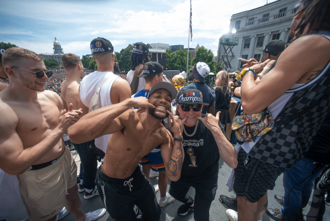 The Denver Nuggets championship celebration at Civic Center Park in Denver, Colorado.