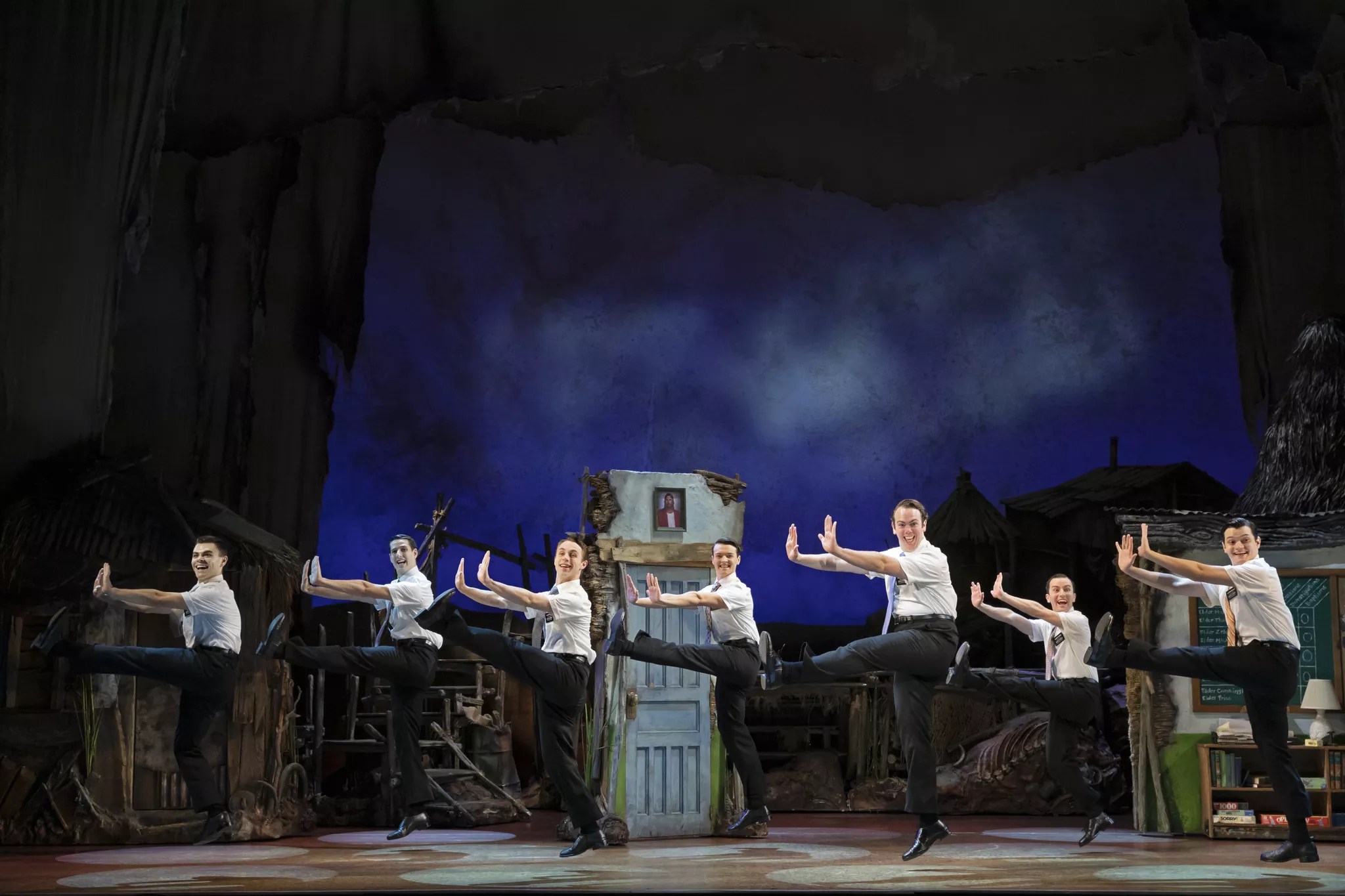 Dancers on stage Book of Mormon