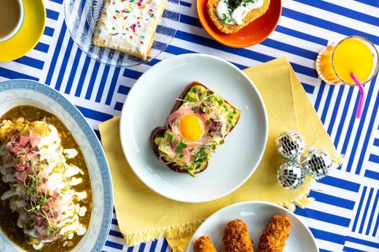 various food on plates