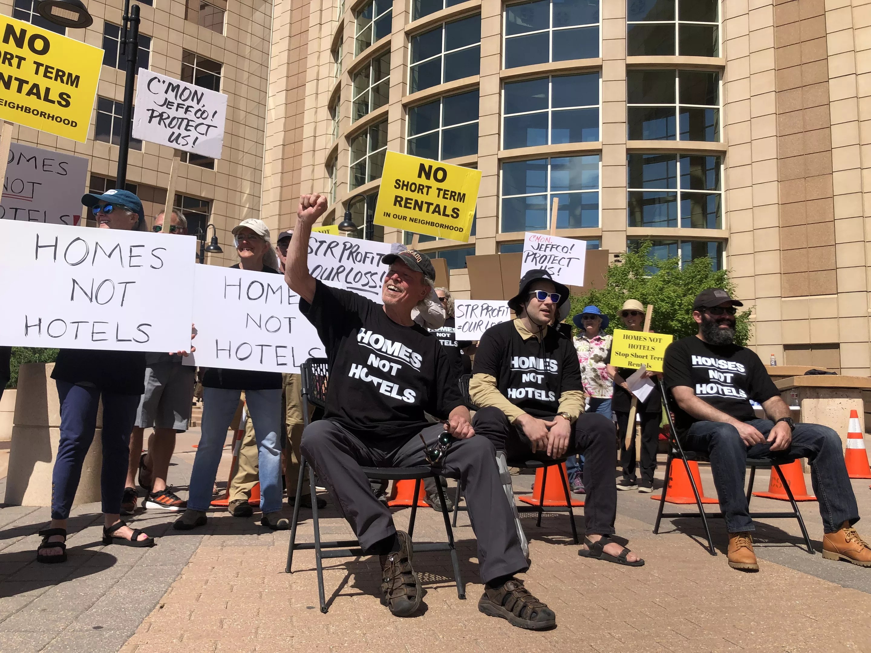 The Foothills Community Action Group at a protest in front of the Jefferson County courthouse on July 14.