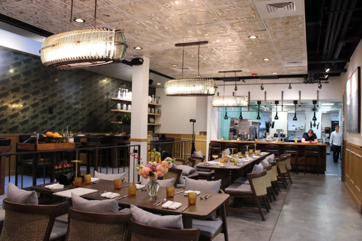 dining room with set tables