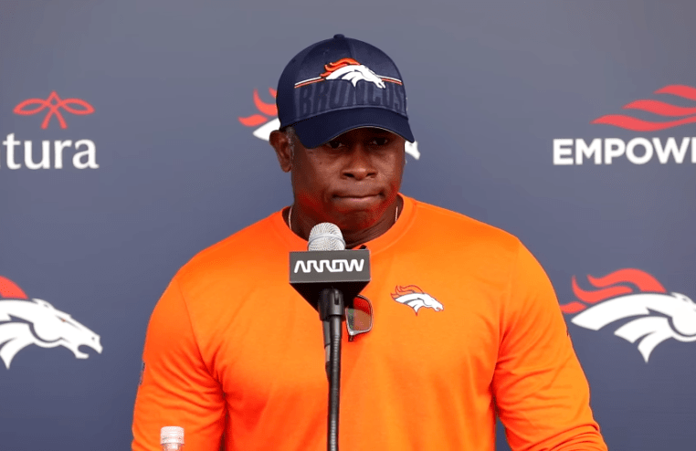 Denver Broncos defensive coordinator Vance Joseph speaking to reporters about the team.