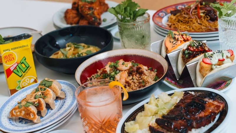 various food on plates