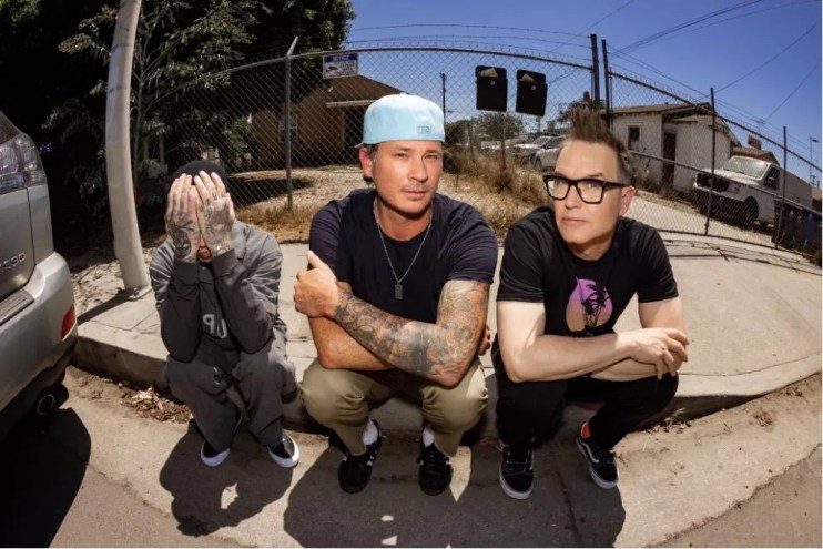 Travis Barker, Tom DeLonge and Mark Hoppus of blink-182