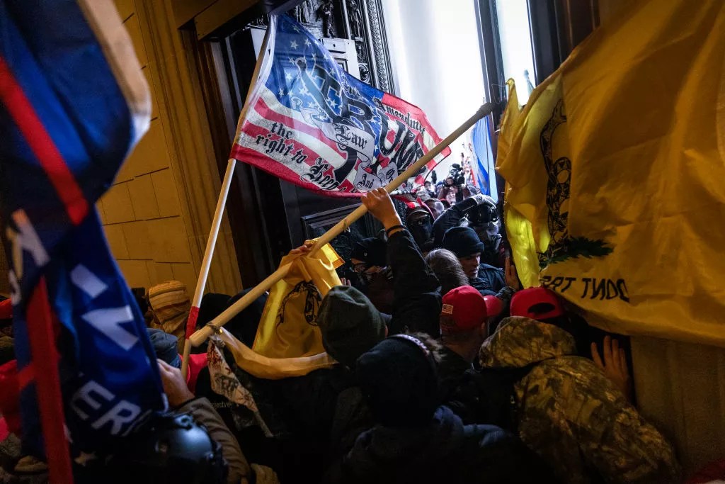 flags, protesters at Capitol