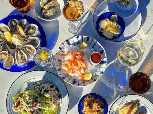 various seafood on plates