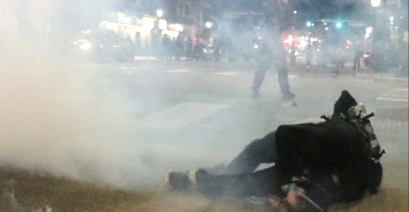 A screenshot of footage captured during the 2020 George Floyd protests in Denver.