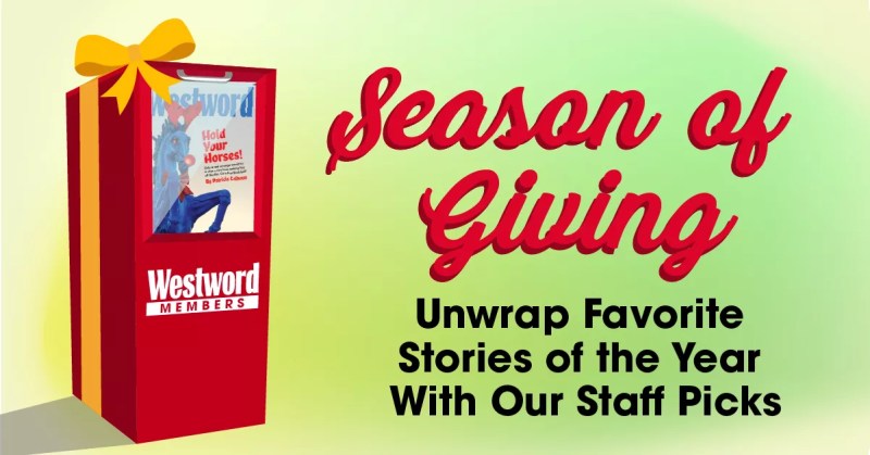 Season of Giving image with a red Westword newsstand wrapped in a bow