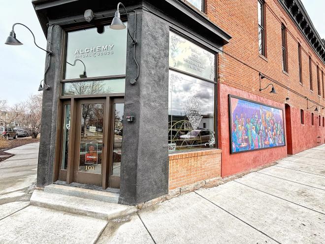 a brick storefront