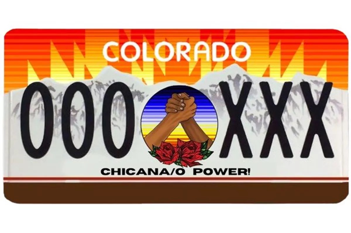 The design for the Chicano license plate.