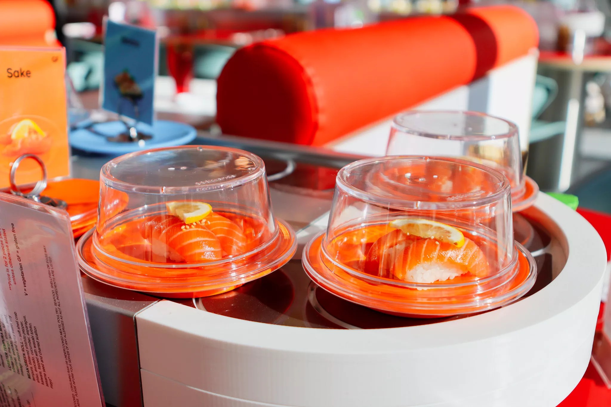 sushi on a conveyor belt