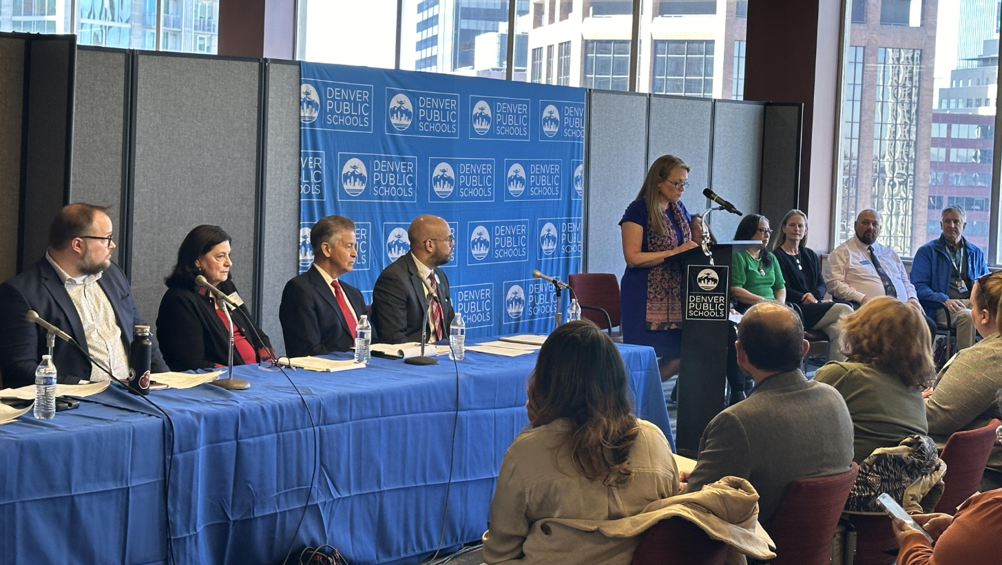 Members of the Multiculutural Leadership Center and Denver Public Schools at a press conference for the La Raza Report.