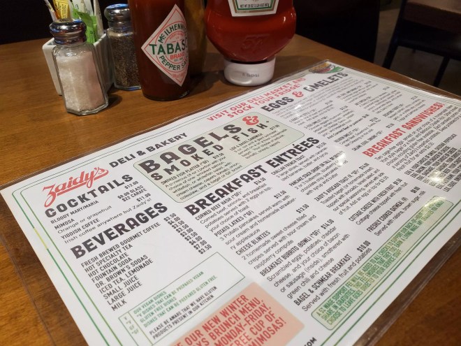 a menu on a table