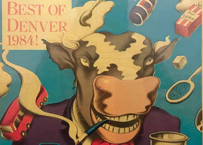 drawing of cow with cigar