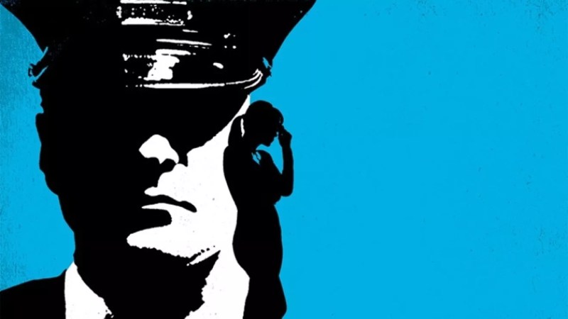 cop silhouette with woman