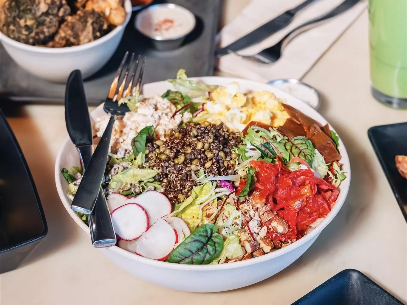 a cobb salad in a bowl