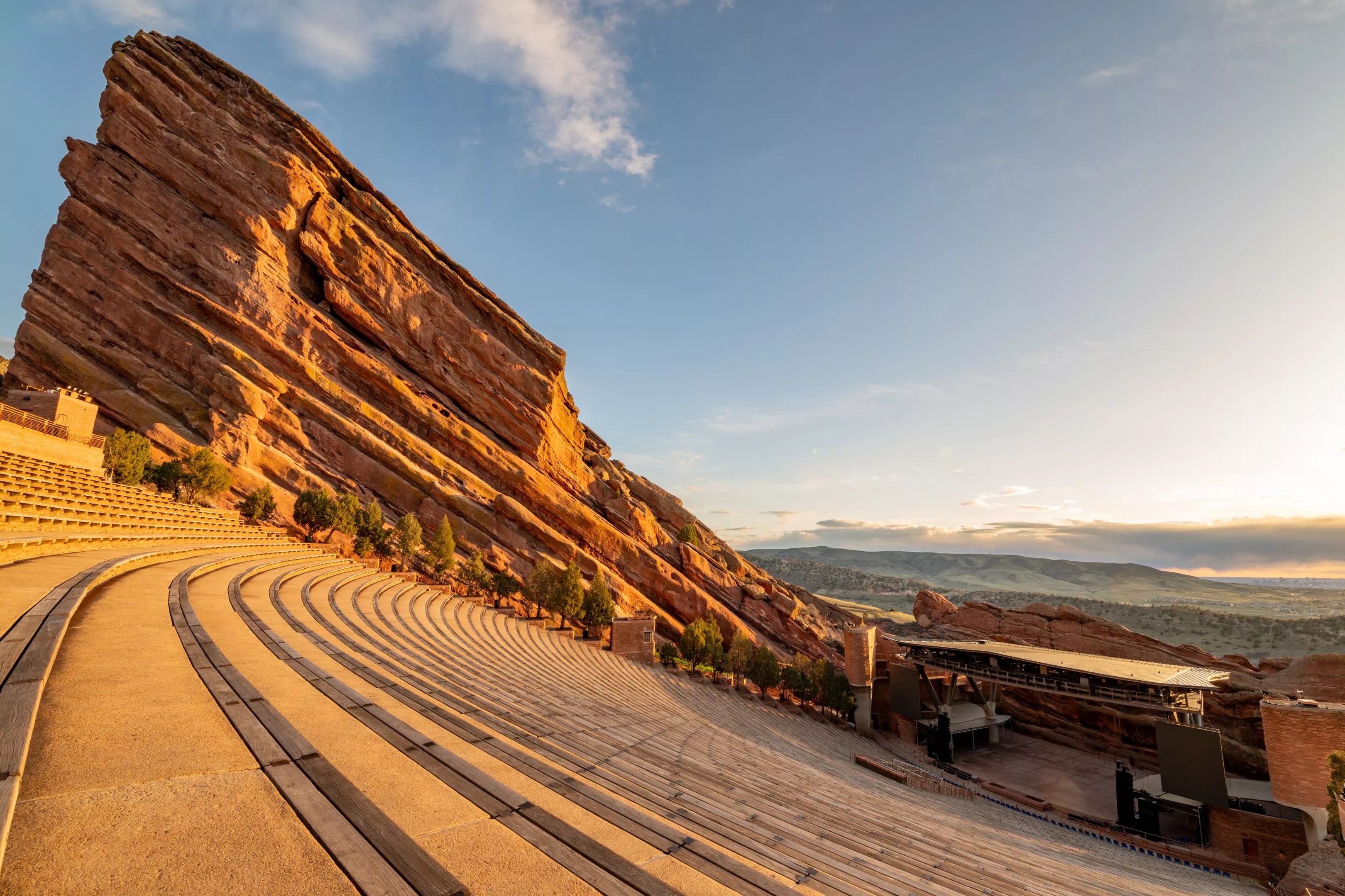 A sunrise at Red Rocks Amphitheatre.