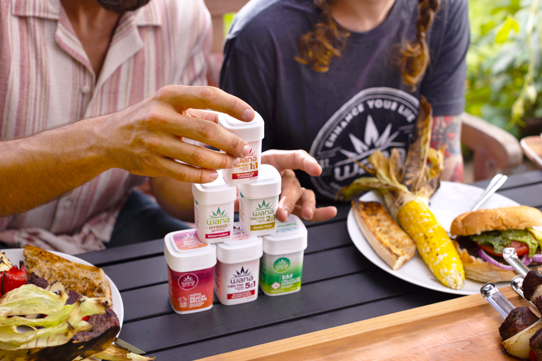 Wanna THC gummies on a table with corn on the cob