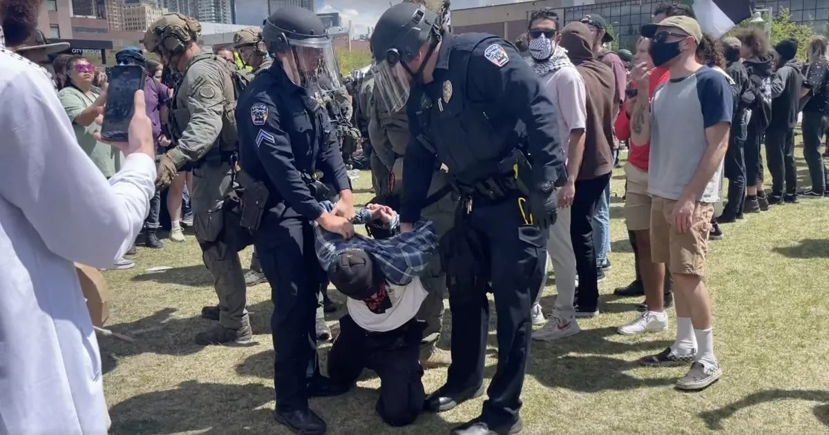law enforcement with protesters
