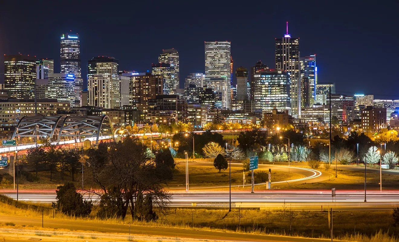 city skyline at night