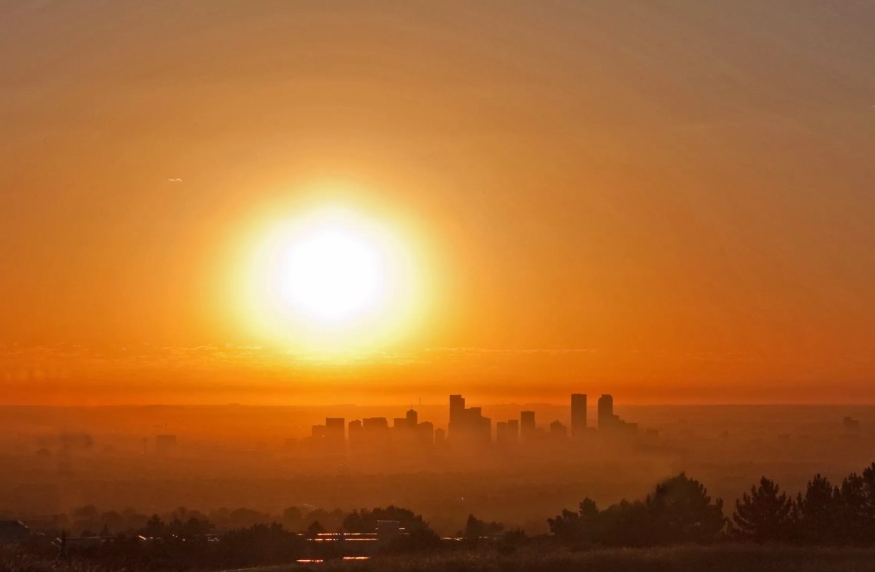Denver skyline during sunrise