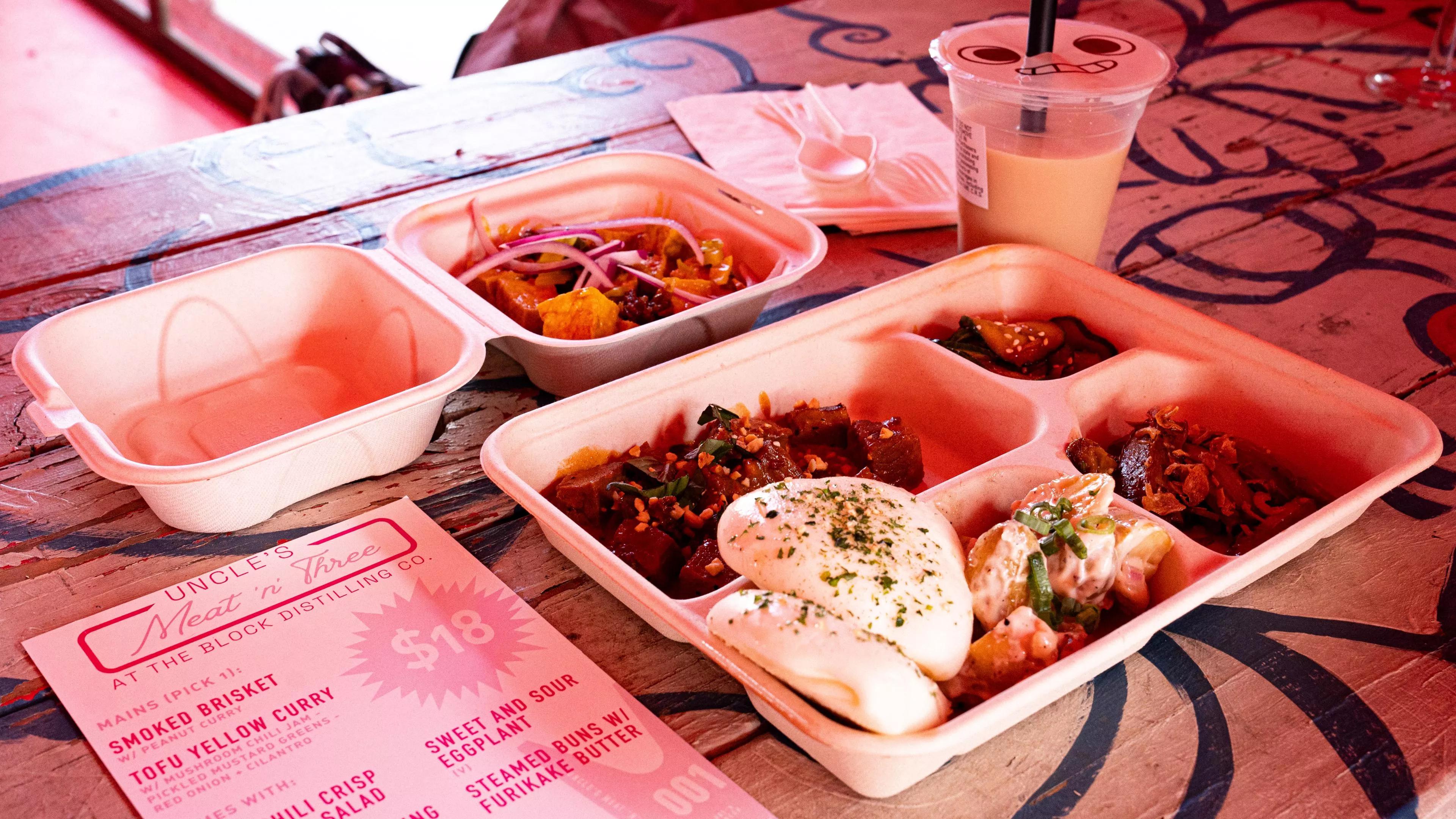 a tray with food  on it